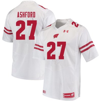 Men's Wisconsin Badgers NCAA #27 Al Ashford White Authentic Under Armour Stitched College Football Jersey GI31P25WN
